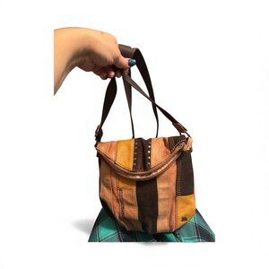 The Sak Brown and Orange Patchwork crossbody Bag